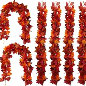 Artificial Autumn Maple Leaf Garland Simulation Foliage Vine For Thanksgiving Halloween Christmas Home Decoration Autumn Style Hanging Plants