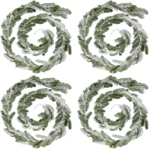 Lot de 4 guirlandes de pin artificielles de 180cm avec flocage de neige et aiguilles