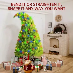 Albero di Natale verde pieghevole con luci LED e tronco flessibile per varie forme