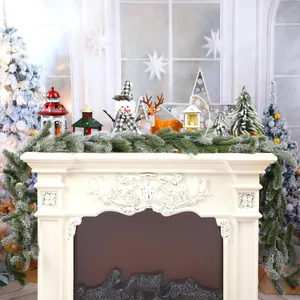 Guirlande de Noël enneigée de 180cm avec neige artificielle pour décor de cheminée