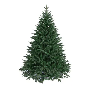 Lush green PE and PVC mixed artificial Christmas tree with realistic pine needles and cone shape