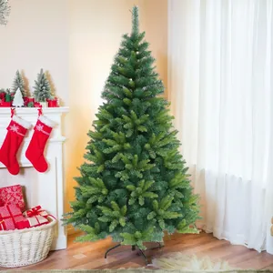 Lush mixed PVC artificial Christmas tree with a stable metal base for home decor