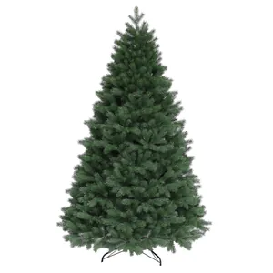 Realistic PE Artificial Christmas Tree With Metal Stand Dense Dark Green Pine Decoration For Living Room Restaurant Holiday Celebration