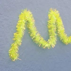 Neon yellow 9cm tinsel garland for Christmas party decoration with metallic foil fringe