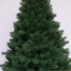 Lush deep green artificial PE Christmas tree with realistic needles and a dense layered shape