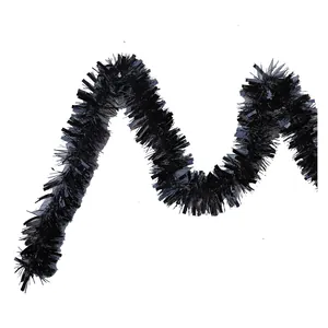 Festive black metallic tinsel garland for Halloween and Christmas party decorations
