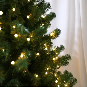 Sapin de Noël en PE vert avec lumières LED blanc chaud pour décoration d'intérieur