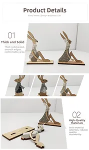 Détail de lapin de Pâques en bois montrant les bords polis et la texture de l'écharpe