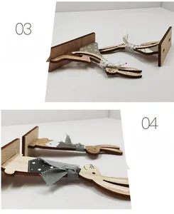 Détails de décorations de lapin de Pâques en bois DIY avec motifs et nœuds