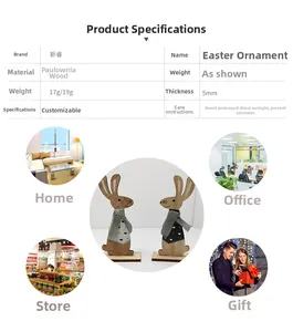 Dimensions détaillées et ornements de lapin de Pâques en bois de style nordique pour la maison