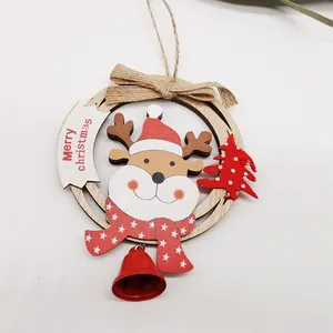 Wooden Christmas reindeer ornament with Merry Christmas banner and a small red bell