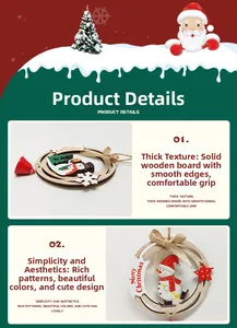 Détails d'ornements de Noël en bois épais avec cloches rouges et texte Merry Christmas