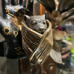 Gothic Bat Jewelry Box Resin Bat Sculpture Trinket Storage Case Halloween Home Decor Antique Bronze Mystery Ornaments