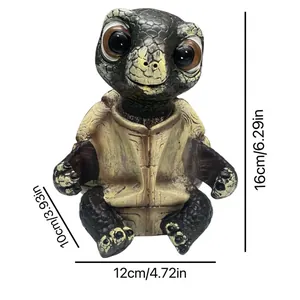 Vue détaillée du poivrier tortue avec dimensions de 16 cm et détails de texture en résine