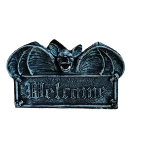 Gothic flying vampire bat welcome sign hanging decoration for Halloween party decor