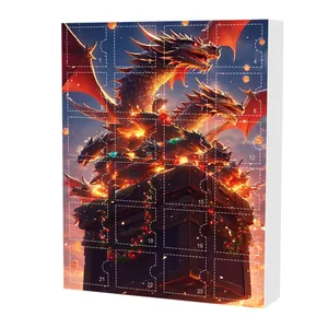 Calendrier de l'Avent 24 jours détaillé avec une illustration d'un dragon fantastique