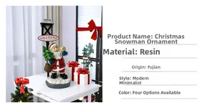 Detail of resin Santa Claus figurine with Welcome sign and vintage lamp post ornament