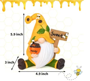 Detailed size specifications for the sunflower gnome resin statue showing dimensions