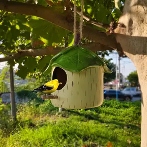 Kreatives Harz Blatt Vogelhaus Hängendes Vogelnest Garten Hof Dekoration Pastorale Simulation Baumrinde Textur Vogelschutz