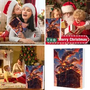 Calendrier de l'Avent avec 24 fenêtres et pendentifs dragon en acrylique pour Noël