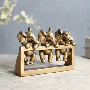 Vintage Hars Olifant Standbeeld Antiek Brons Olifanten Klimrek Sculptuur Creatieve Home Bureau Decor Kunst Ornament