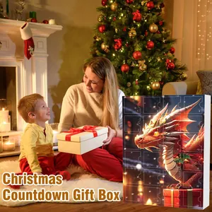 Calendrier de l'Avent de Noël avec 24 pendentifs de dragon et décors festifs de fête