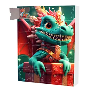Calendrier de l'Avent de Noël avec 24 fenêtres et de jolies figurines de dragons en cadeau