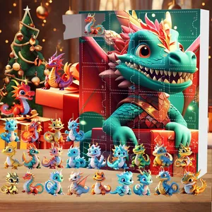 Calendrier de l'Avent de Noël avec 24 pendentifs dragons mignons pour décoration de sapin