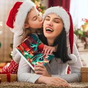 Calendrier de l'Avent de Noël avec 24 fenêtres numérotées et motif de dragon mignon