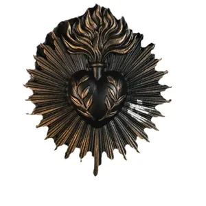 Placca da muro gotica sacro cuore con raggi e fiamme per decorazione domestica