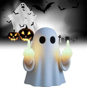 Lampada LED fantasma con gesto del medio e luce gialla calda decoro di Halloween