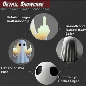 Dettagli della lampada LED a fantasma di Halloween con dito luminoso e finitura opaca