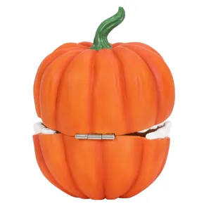 Scatola portaoggetti a zucca di Halloween in resina con denti da mostro decor