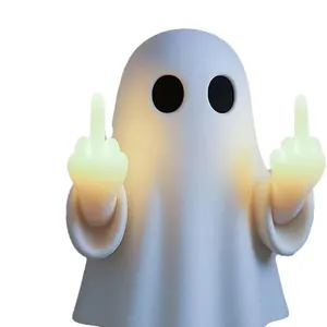 Lampada LED fantasma bianco creativa con gesto del dito medio per decoro di Halloween