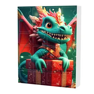 Calendrier de l'Avent 24 jours détaillé avec un adorable design de dragon vert en 3D