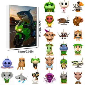 24-piece Advent Calendar blind box set with funny shark cartoon design and acrylic charms