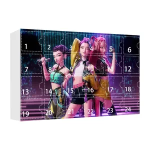 Advent calendar box with KPOP anime characters and 24 days countdown numbered windows