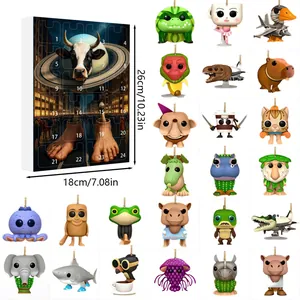 24-day advent calendar set featuring cute 2D acrylic cartoon characters and monsters