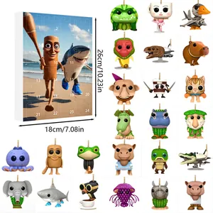 Christmas Advent Calendar 2024 with 24 cute cartoon meme acrylic pendants