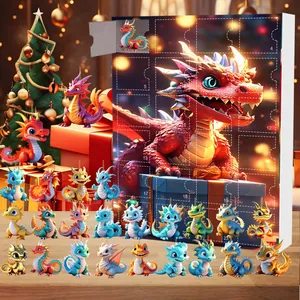 Détails du calendrier de l'Avent sur le thème des dragons avec pendentifs mignons en acrylique
