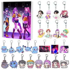 Anime countdown calendar set with 21 acrylic character keychains and decorative boxes