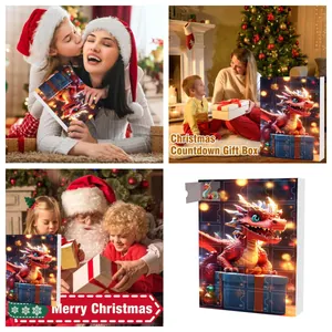 Calendrier de l'Avent de Noël Boîte de compte à rebours 24 jours avec des dragons