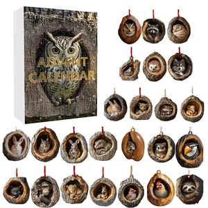 Christmas Advent calendar box with 24 cute animal pendants for holiday countdown