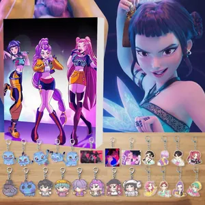 Acrylic anime character keychains and desktop stand set with colorful game artwork