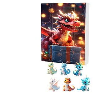 Calendrier de l'Avent de Noël avec coffret thématique dragon de 24 jours et petites figurines