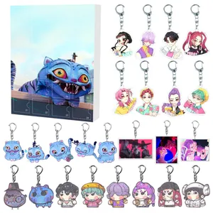 Anime countdown calendar set with 21 acrylic keychains featuring character illustrations