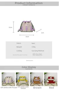 Größenangaben und florale Häkel-Tulpenbeutel-Farboptionen für Umhängetaschen-Schultertasche