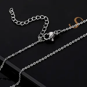 Polished stainless steel crown necklace with lobster clasp and adjustable silver O-chain