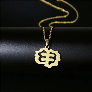 Collier en acier inoxydable plaqué or 18 carats avec pendentif géométrique ajouré chic
