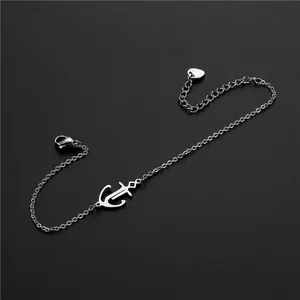 Bracelet ancre marine minimaliste en acier inoxydable pour femme avec chaîne argentée